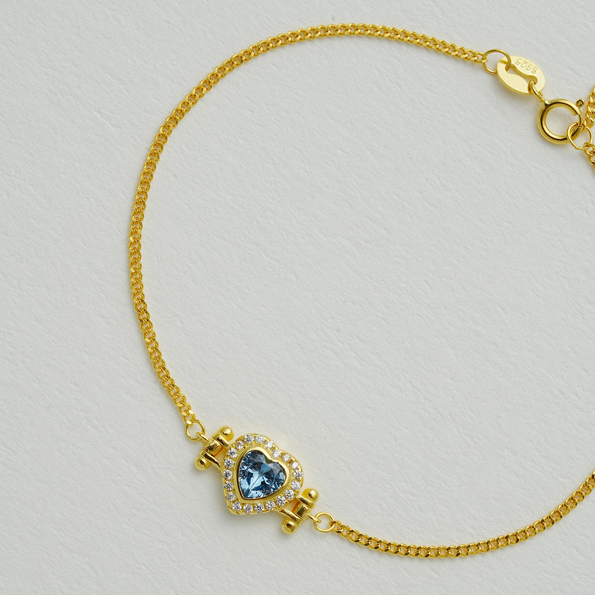 SV925ブルーダイヤモンドオーシャンハートブレスレット