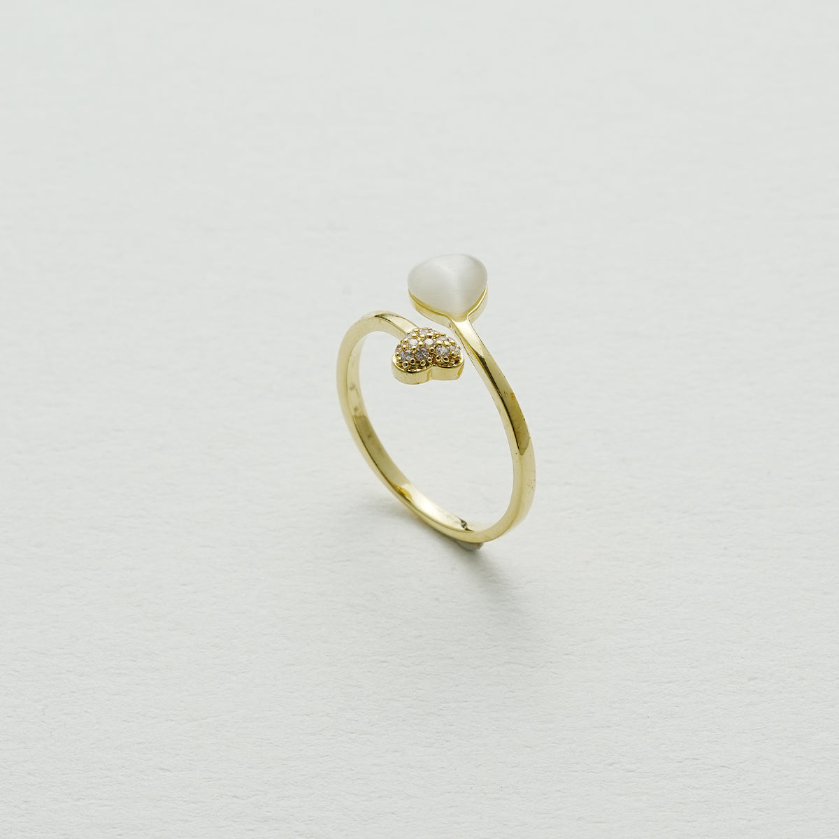 キャッツアイハートオープンリング