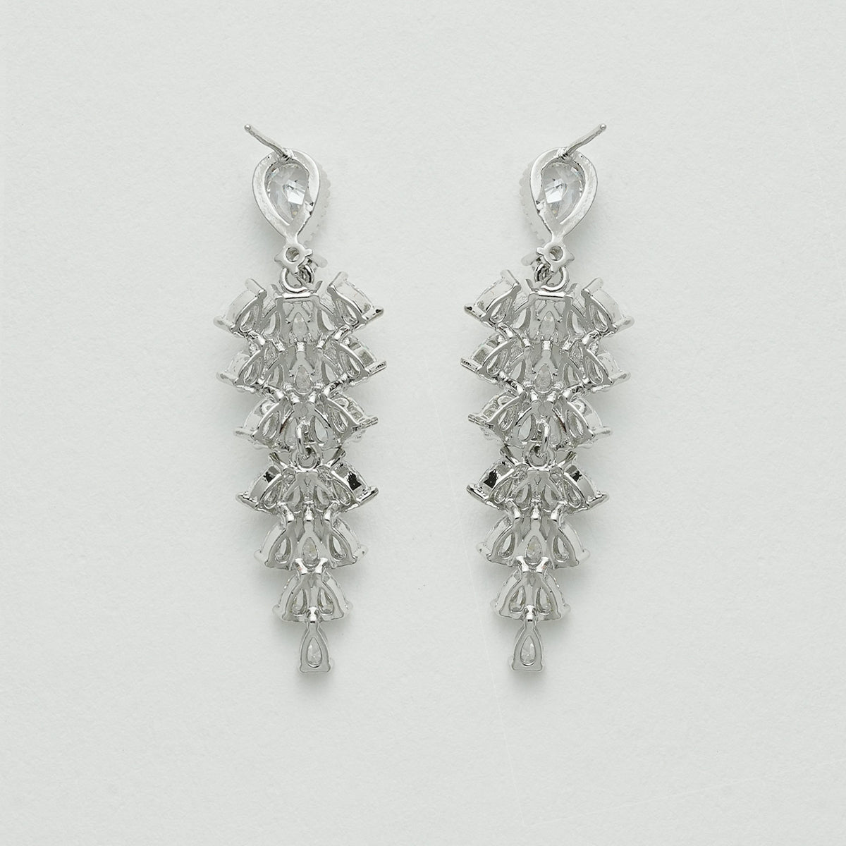 クリスタルダイヤモンドフリンジイヤリング