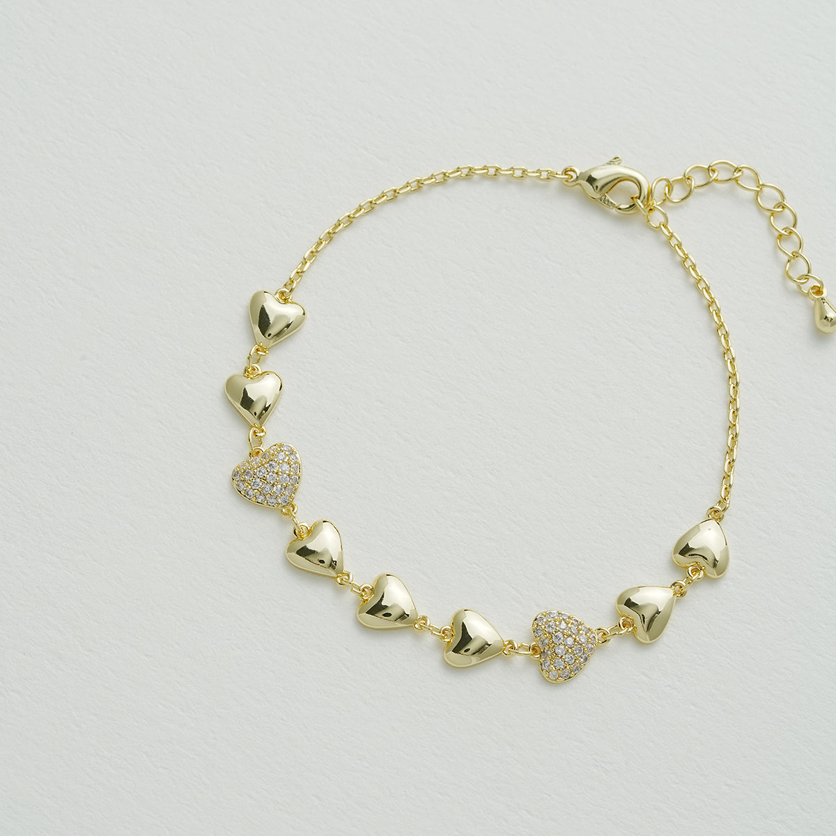 クォーツダイヤモンドのハートブレスレット