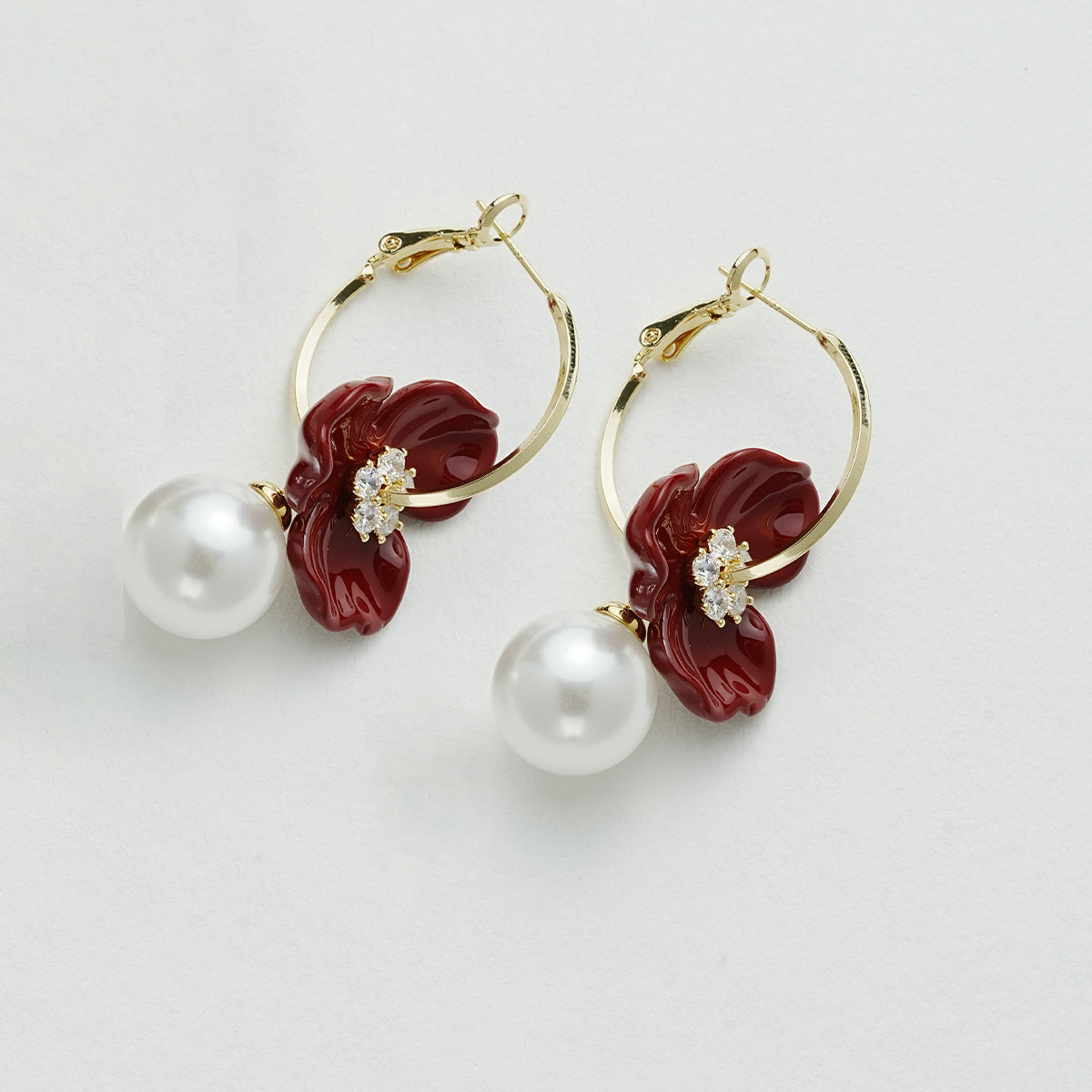 フレンチパールフラワーピアス