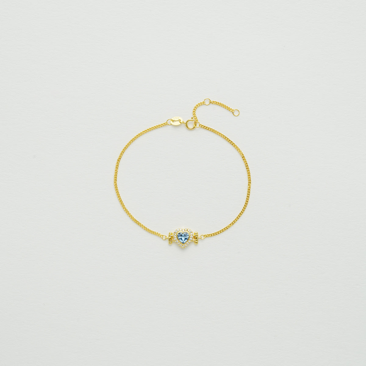 SV925ブルーダイヤモンドオーシャンハートブレスレット