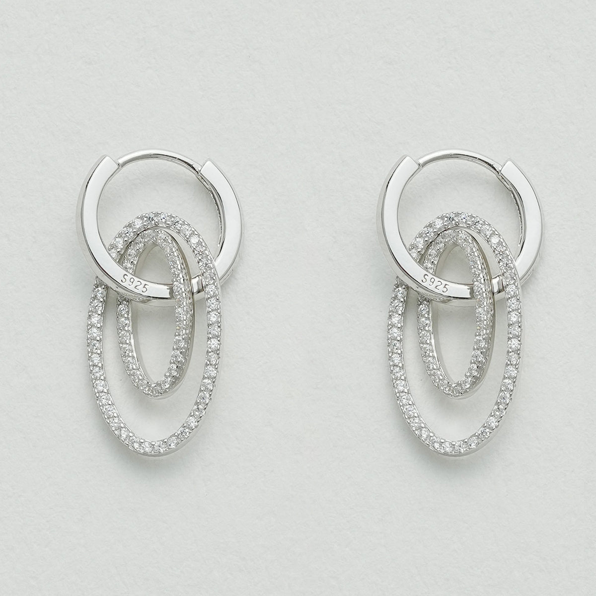 925シルバーのダブルリングイヤーカフ