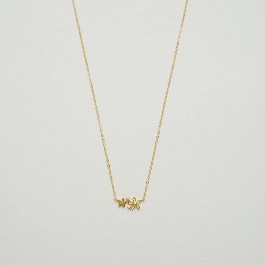 925シルバー デイジーダブルフラワーネックレス