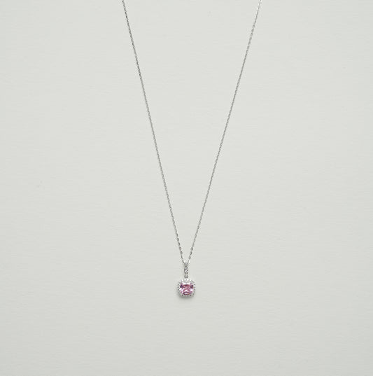 925シルバー ピンククリスタルダイヤモンドネックレス