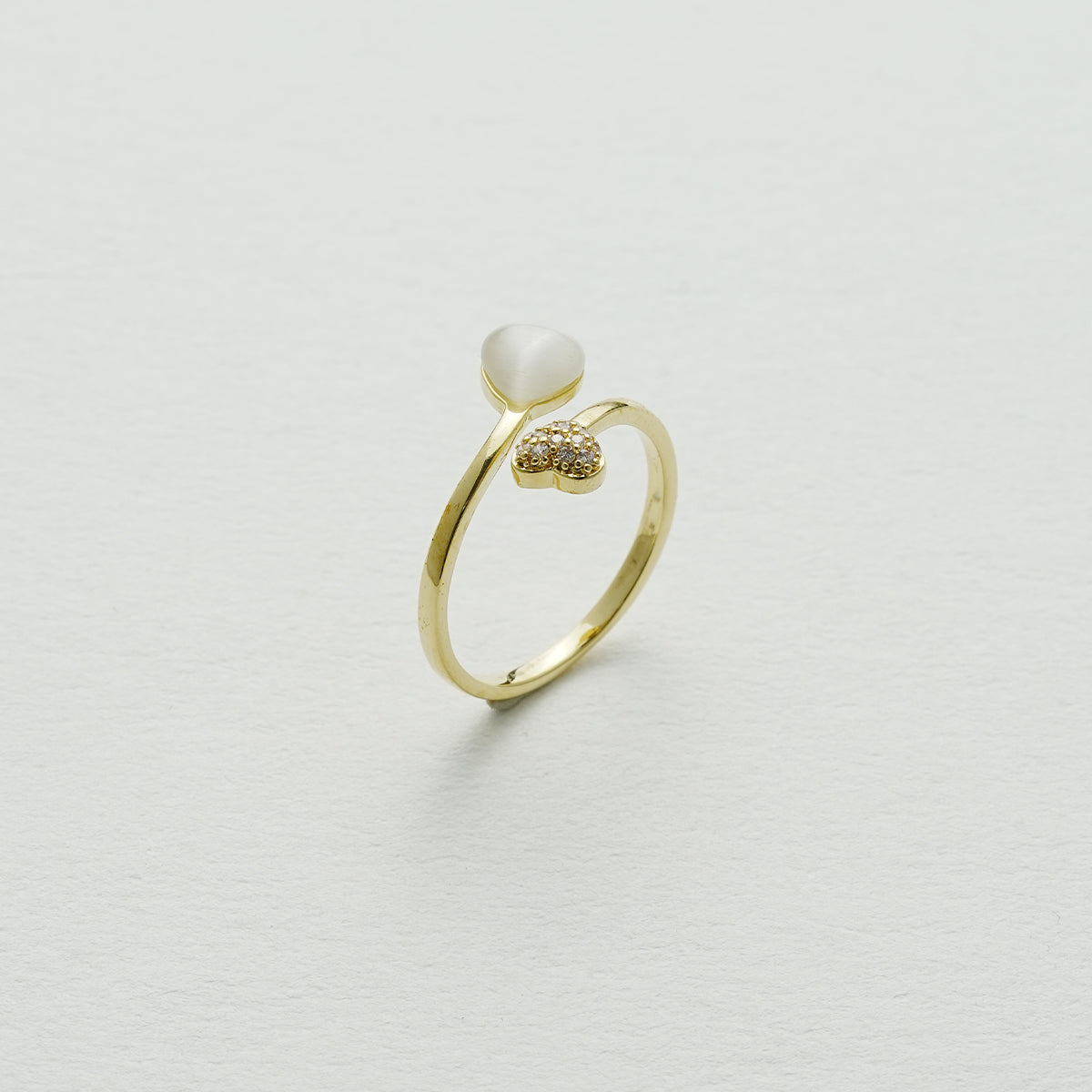 キャッツアイハートオープンリング