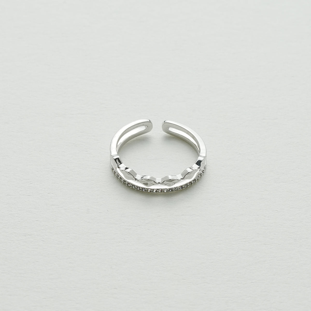 クリスタルダイヤモンドダブルラインオープンリング