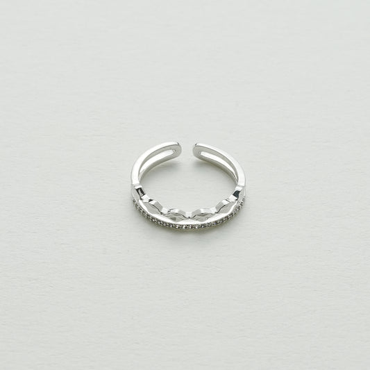 クリスタルダイヤモンドダブルラインオープンリング