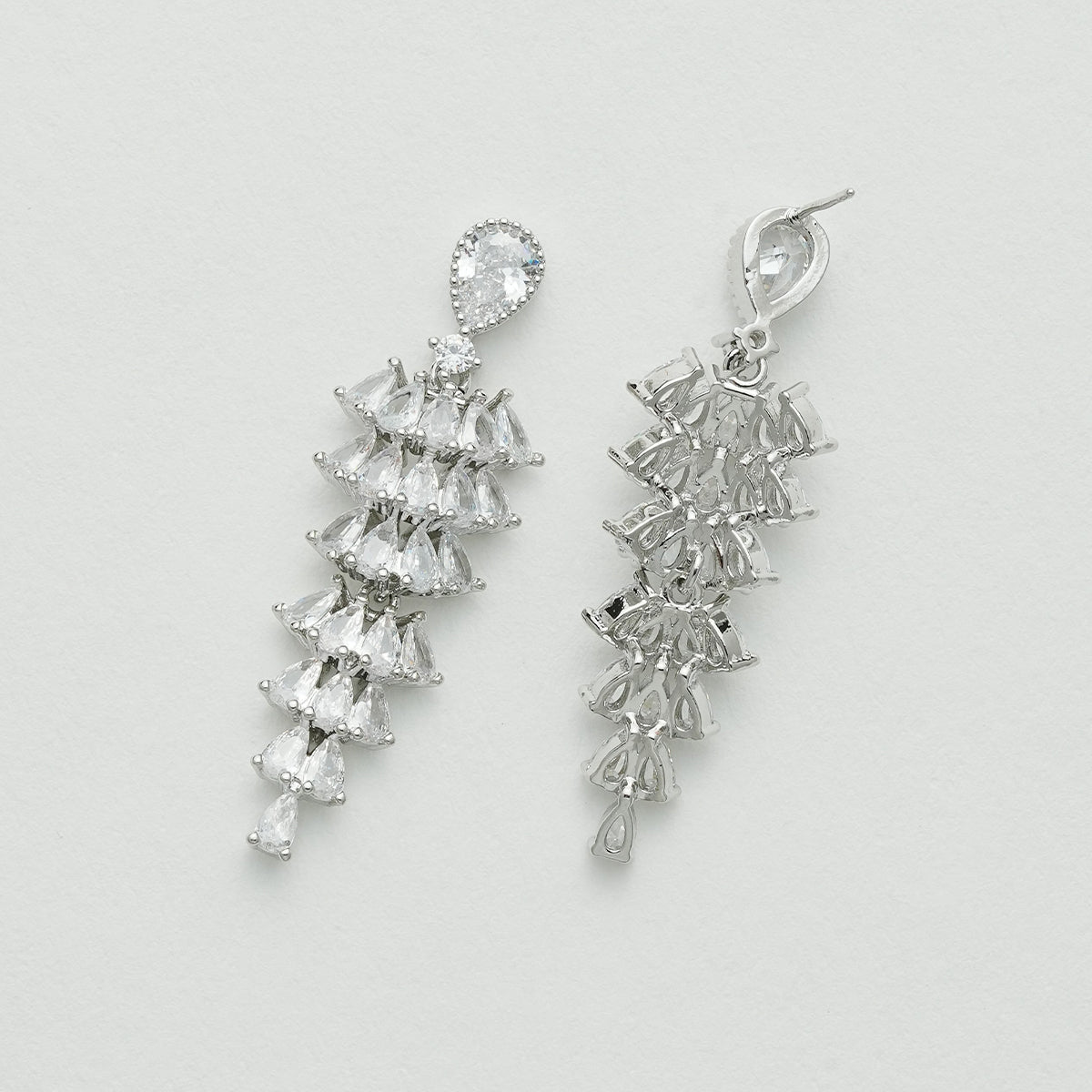 クリスタルダイヤモンドフリンジイヤリング