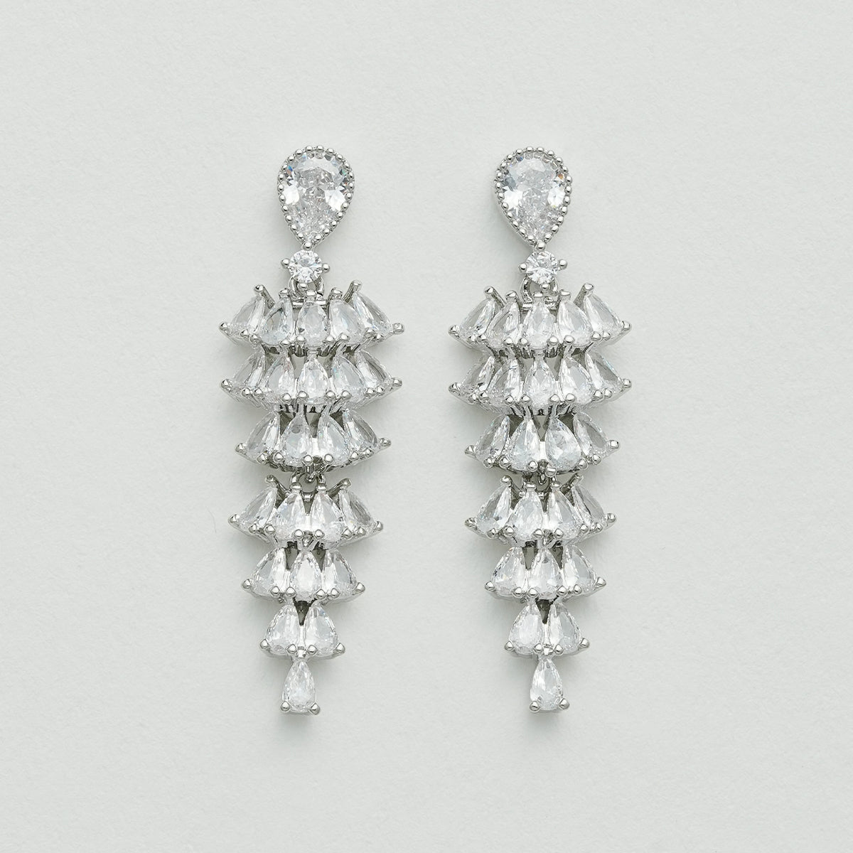 クリスタルダイヤモンドフリンジイヤリング