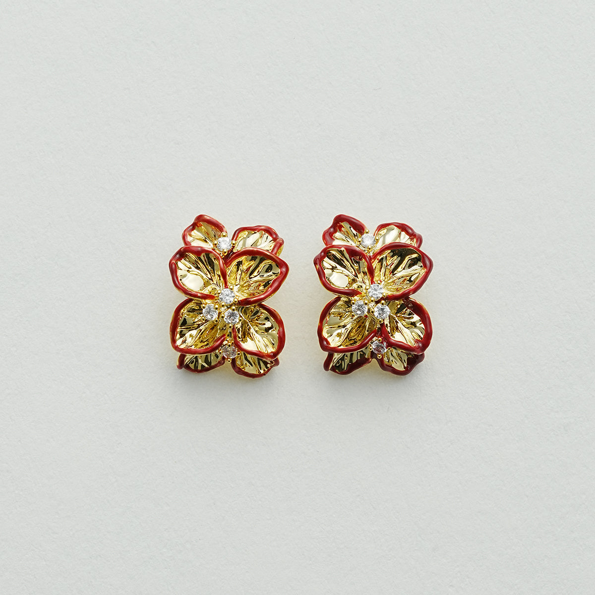 フレンチ立体フラワーイヤリング