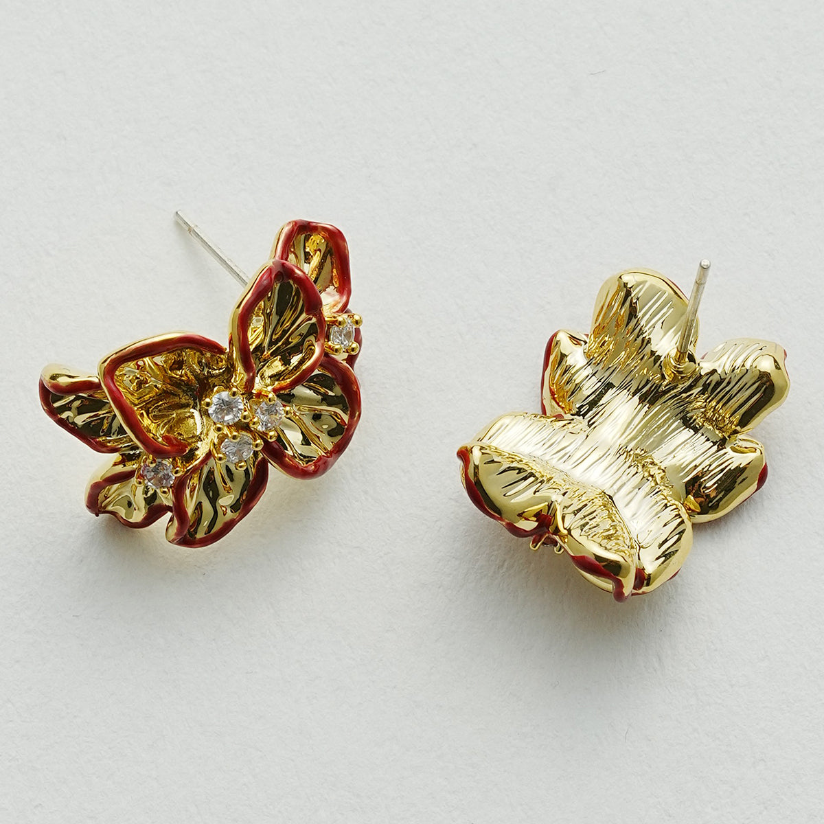 フレンチ立体フラワーイヤリング