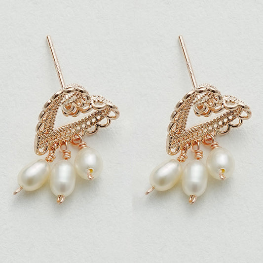 パールハートイヤリング