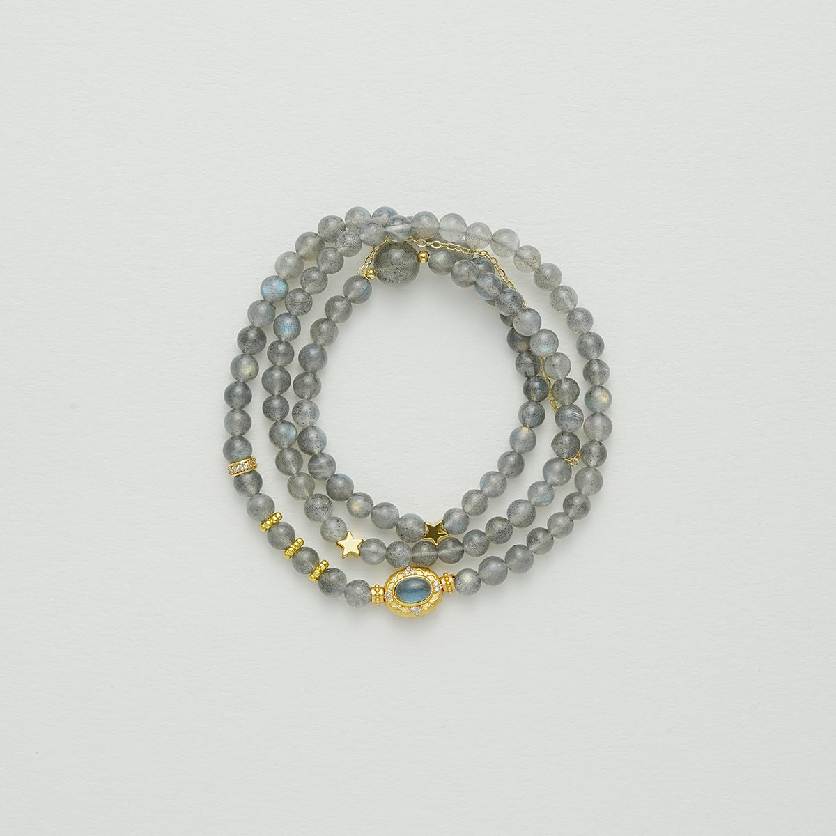 グレームーンストーンのマルチラップブレスレット