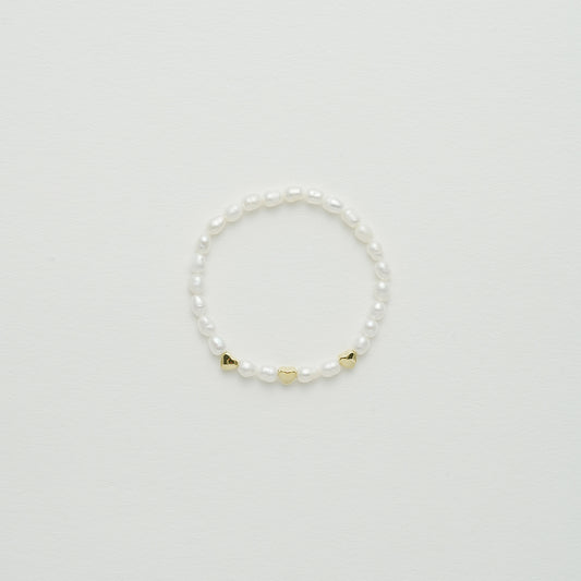 淡水パールとハートのブレスレット